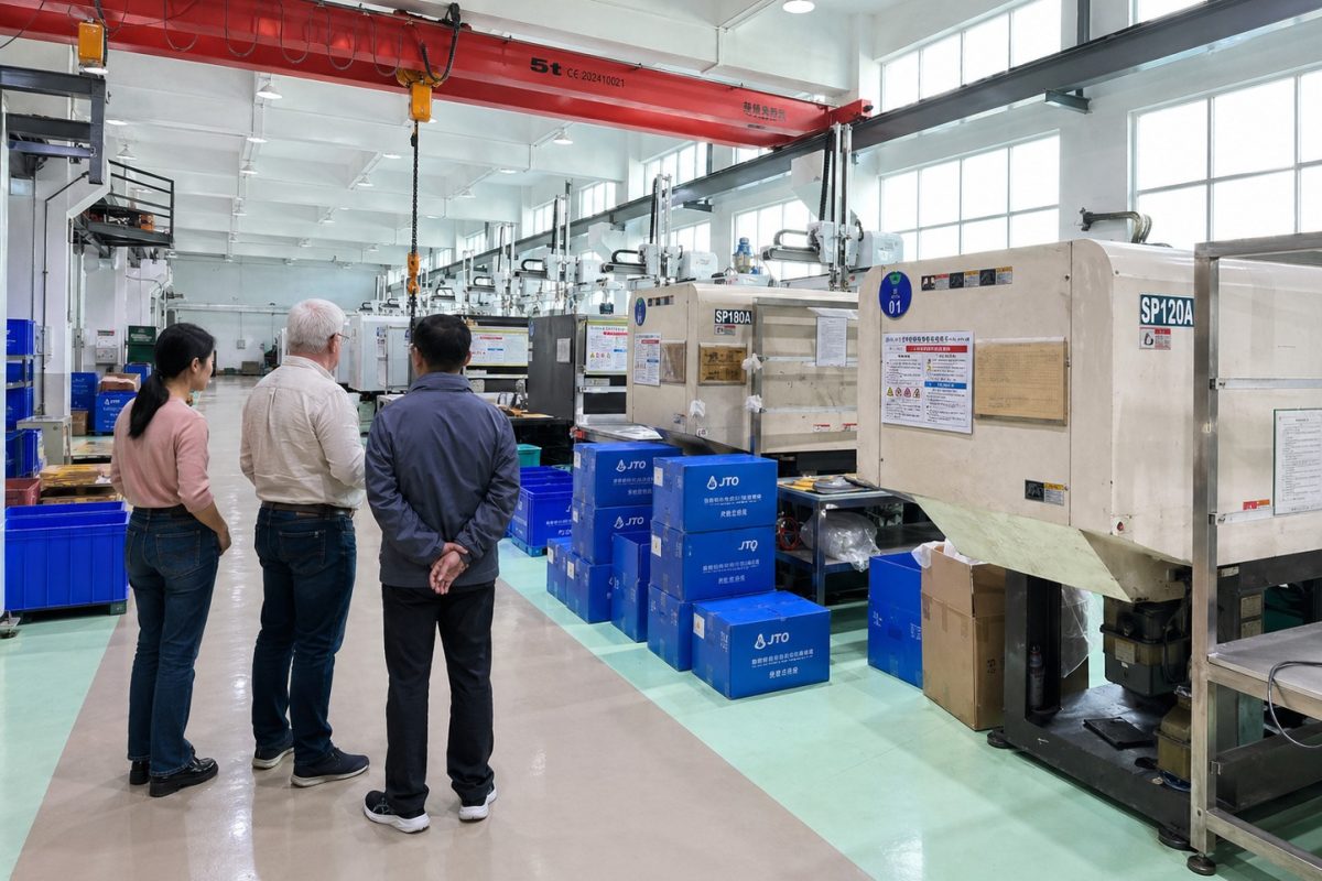 Injection molding production in a chinese factory, manufacturing plastic parts to customers in Europe and Scandinavia.